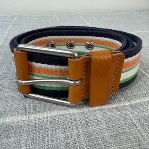 Eddie Bauer Striped Fabric Woven Canvas Belt 38" Yuppie Prep Normcore
